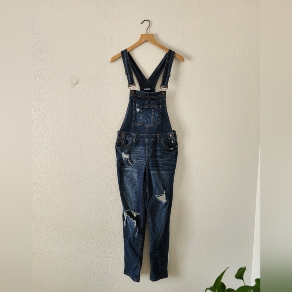 Blue Spice Junior Size 7  Distressed Denim Overalls - Picture 1 of 6